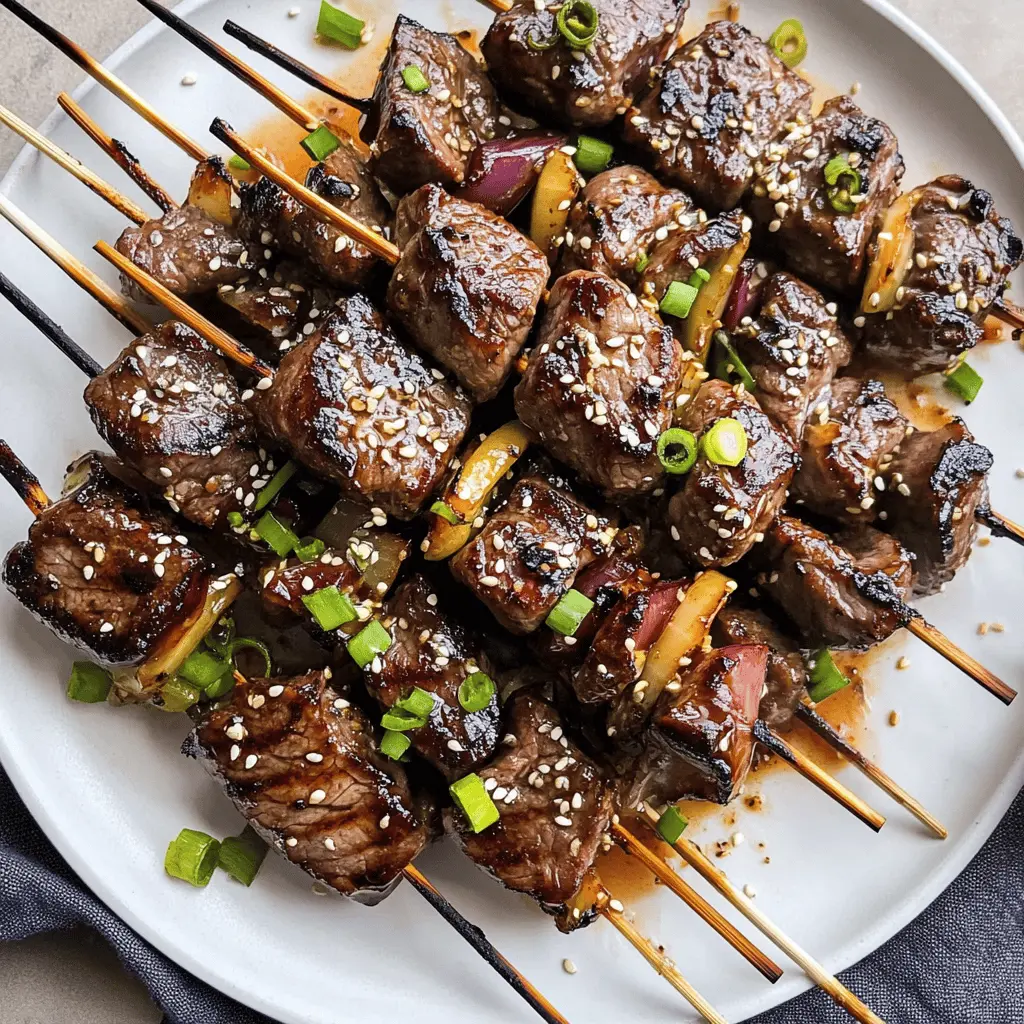Get ready to bring bold flavors to your dinner table with these Asian Garlic Steak Skewers! Tender beef marinated in a delicious mix of soy sauce, garlic, and ginger makes each bite a treat. Perfect for grilling on warm evenings or serving at your next get-together. Save this recipe for a tasty meal that everyone will love!