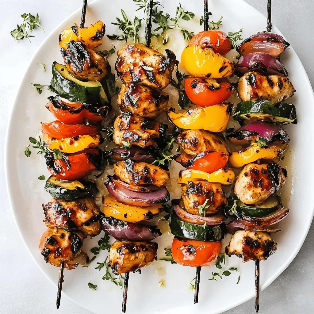 Fire up the grill for these zesty Balsamic Grilled Chicken Kabobs! Juicy chicken threaded with colorful veggies and marinated in a tangy balsamic glaze create a mouthwatering dish perfect for summer cookouts and family dinners. Save this recipe for a quick weeknight meal or your next barbecue—everyone will love these delicious kabobs!