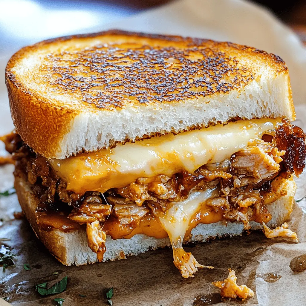 Looking for a new twist on your favorite comfort food? This BBQ Chicken Grilled Cheese combines tender, shredded chicken in tangy BBQ sauce with melty cheese between crispy, buttery bread. Perfect for lunch or a cozy dinner! Don't forget to save this recipe for your next family gathering or game day snack!