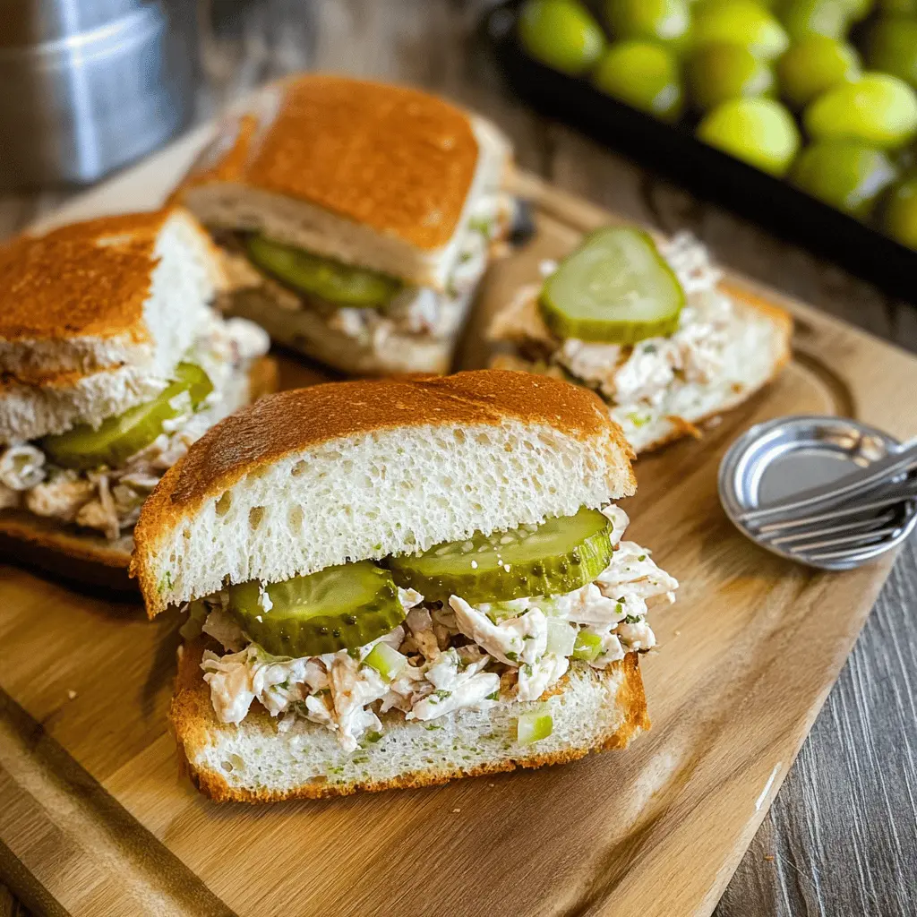 These Dill Pickle Chicken Salad Sandwiches are a fresh and tasty twist on a classic favorite! With crunchy pickles and savory chicken, this recipe is perfect for lunch or a picnic. Easy to make and packed with flavor, it’s a great way to enjoy a light meal. Save this recipe for your next gathering and impress your friends with something uniquely delicious!