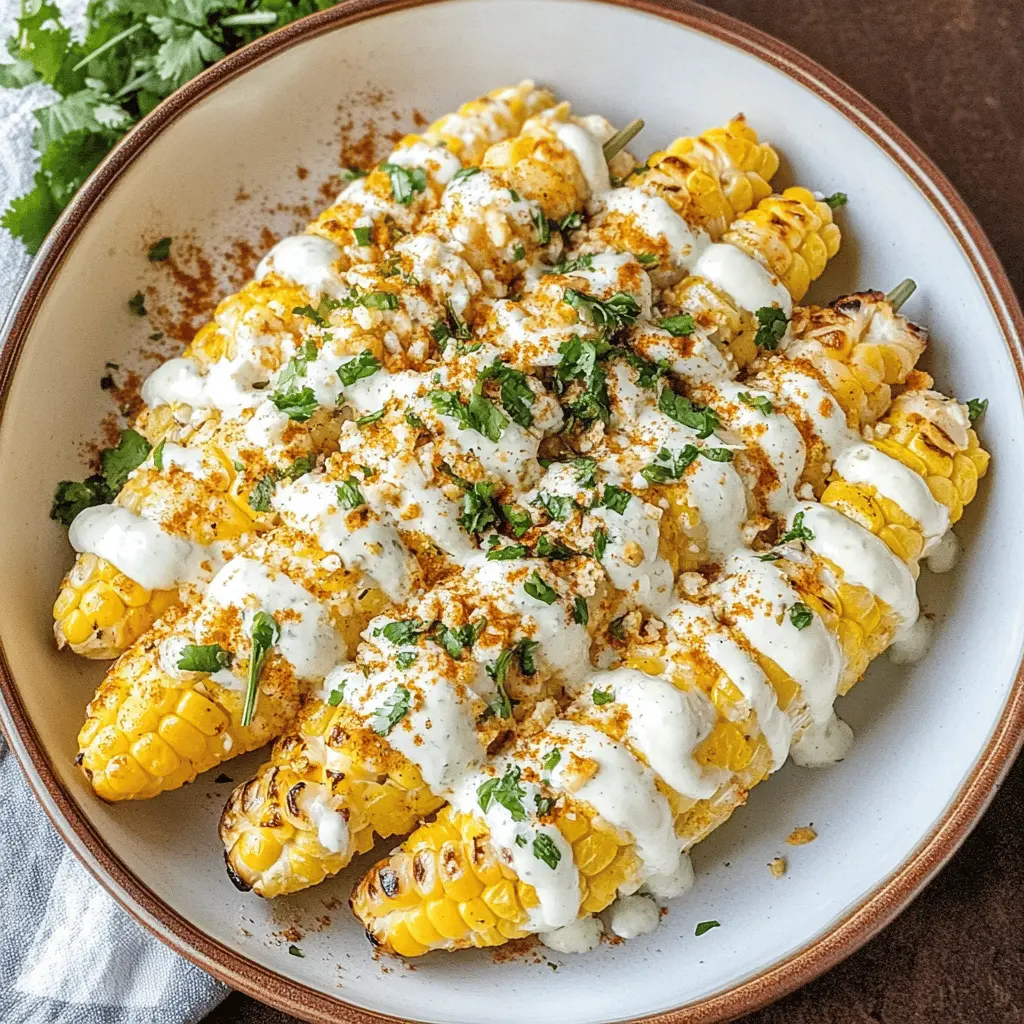 Bring the flavors of Mexico to your kitchen with this easy Elote recipe! Sweet corn is grilled to perfection and topped with a creamy sauce that combines mayonnaise, sour cream, and zesty lime. Perfect for summer BBQs or taco nights, it's a crowd-pleaser you won't want to miss. Save this recipe to impress your guests and enjoy a taste of authentic Mexican street food!