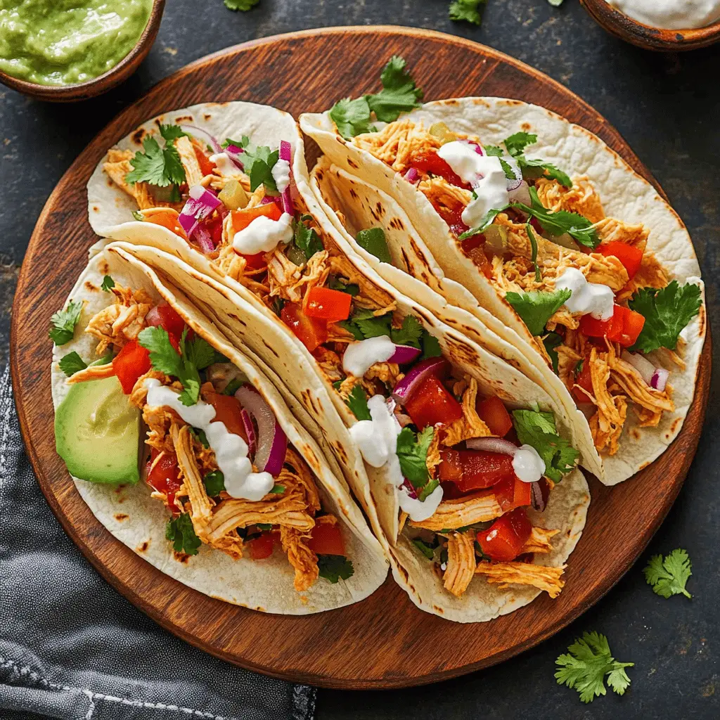 These Healthy Crockpot Chicken Tacos are a simple way to enjoy a delicious meal without the fuss! Made with tender, shredded chicken and fresh spices, this recipe brings the flavors of Mexico to your table. Perfect for busy weeknights or gatherings. Save this recipe to make easy, satisfying tacos any day! Ideal for taco night or meal prep!