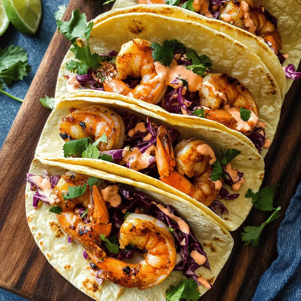 Get ready for a flavor explosion with these Spicy Shrimp Tacos! Perfectly seasoned shrimp paired with a creamy Sriracha sauce and zesty cilantro lime slaw make for a mouthwatering meal. These tacos are not just delicious, but quick and easy to prepare, making them ideal for a weekday dinner or casual get-together. Save this pin for your next taco night!