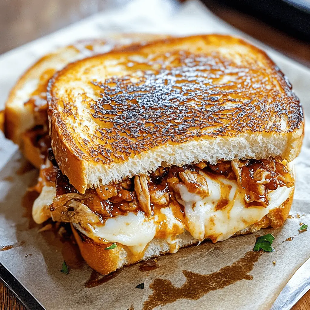Get ready for the ultimate comfort food: BBQ Chicken Grilled Cheese! Melted cheese, tender BBQ chicken, and crispy bread create a flavor explosion in every bite. Perfect for lunch or a cozy dinner. Save this recipe for your next meal and impress your taste buds with this delicious twist on a classic!