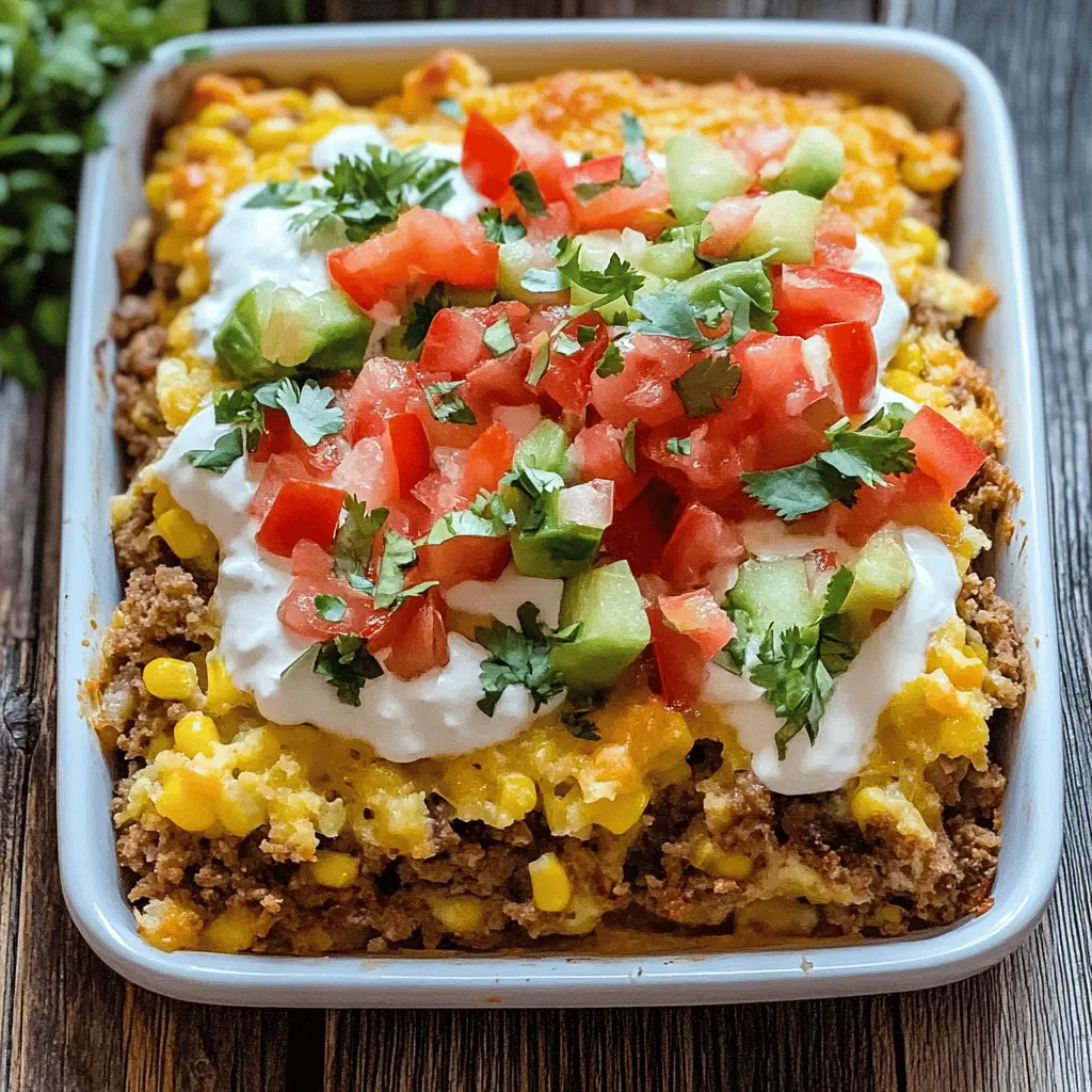 This Cornbread Taco Bake combines the best of two worlds: flavorful taco filling and fluffy cornbread. Packed with seasoned ground beef, beans, and gooey cheese, it's a dish everyone will love! Perfect for weeknight dinners or game day gatherings. Save this easy recipe to impress your family or friends on your next occasion!