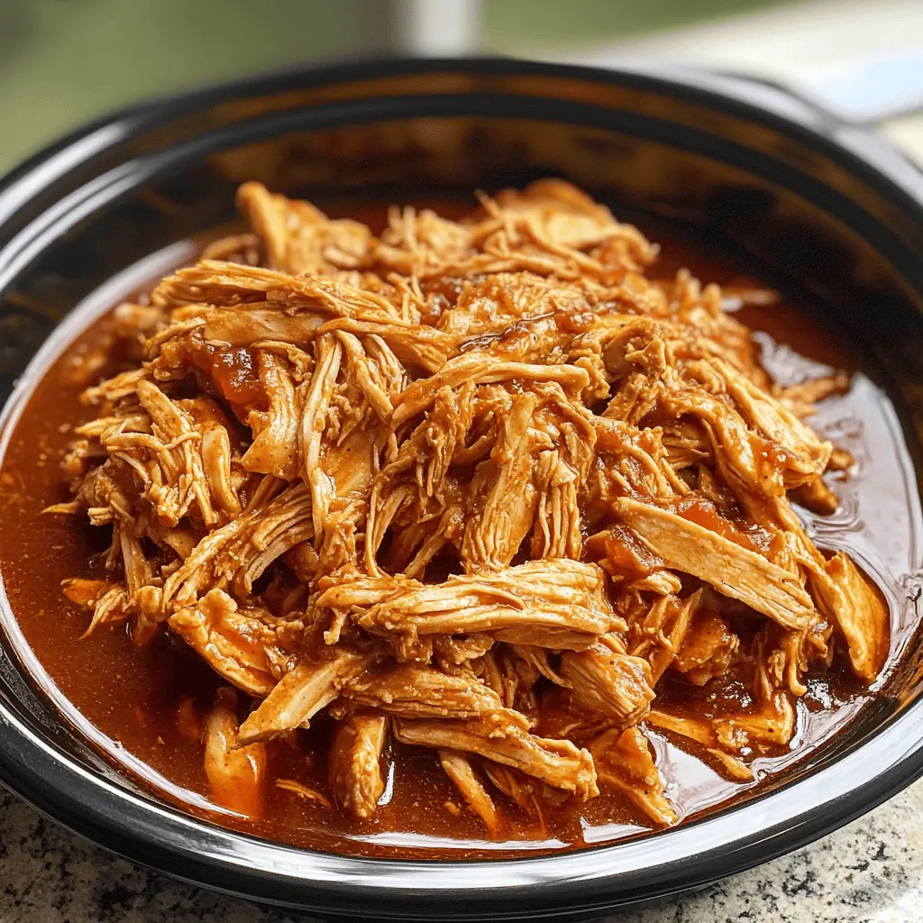Get ready to enjoy a deliciously easy recipe for Crockpot BBQ Pulled Chicken! This flavorful dish features tender chicken bathed in rich barbecue sauce, perfect for sandwiches, tacos, or on its own. Simply toss everything into your slow cooker and let it work its magic! Save this recipe for a hassle-free meal any day of the week. Great for game day or family gatherings!