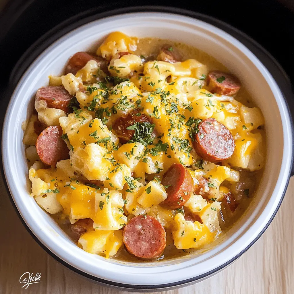 Warm up your dinner routine with this Crockpot Cheesy Kielbasa Meal! Featuring tender kielbasa, creamy cheese, and hearty veggies, this comforting dish is perfect for busy weeknights. Easy to prepare in your slow cooker, it's a family favorite that brings everyone together. Save this recipe now for your next get-together or cozy meal!