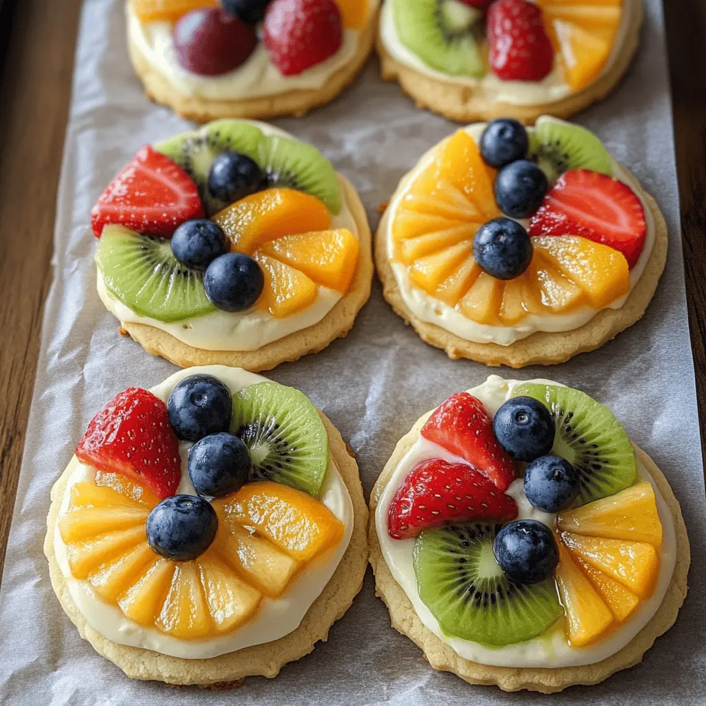Get ready to make dessert fun and colorful with these delicious Fruit Pizza Cookies! A sweet cookie base topped with creamy frosting and vibrant fruits makes for a delightful treat. Perfect for parties, summer picnics, or just an afternoon snack. Save this recipe to whip up a delightful batch and impress your friends and family! 🍕🍓🍍