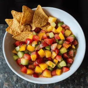 Brighten your snack time with this delicious Fruit Salsa paired with crunchy Cinnamon Chips! Bursting with fresh flavors like strawberries, kiwi, and mango, this vibrant recipe is perfect for gatherings or as a sweet treat for any day. Save this pin to enjoy a quick and easy dessert that everyone will love!
