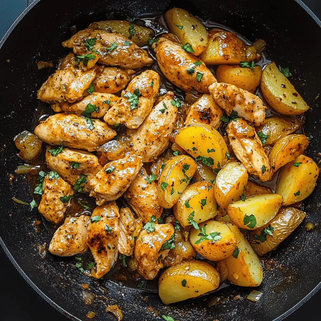 Looking for a quick and delicious weeknight meal? This Garlic Butter Chicken and Potatoes Skillet is your answer! With juicy chicken and tender potatoes tossed in a rich garlic butter sauce, it's bursting with flavor. Perfect for family dinners or meal prepping! Save this recipe for a satisfying meal idea you'll want to make again and again.