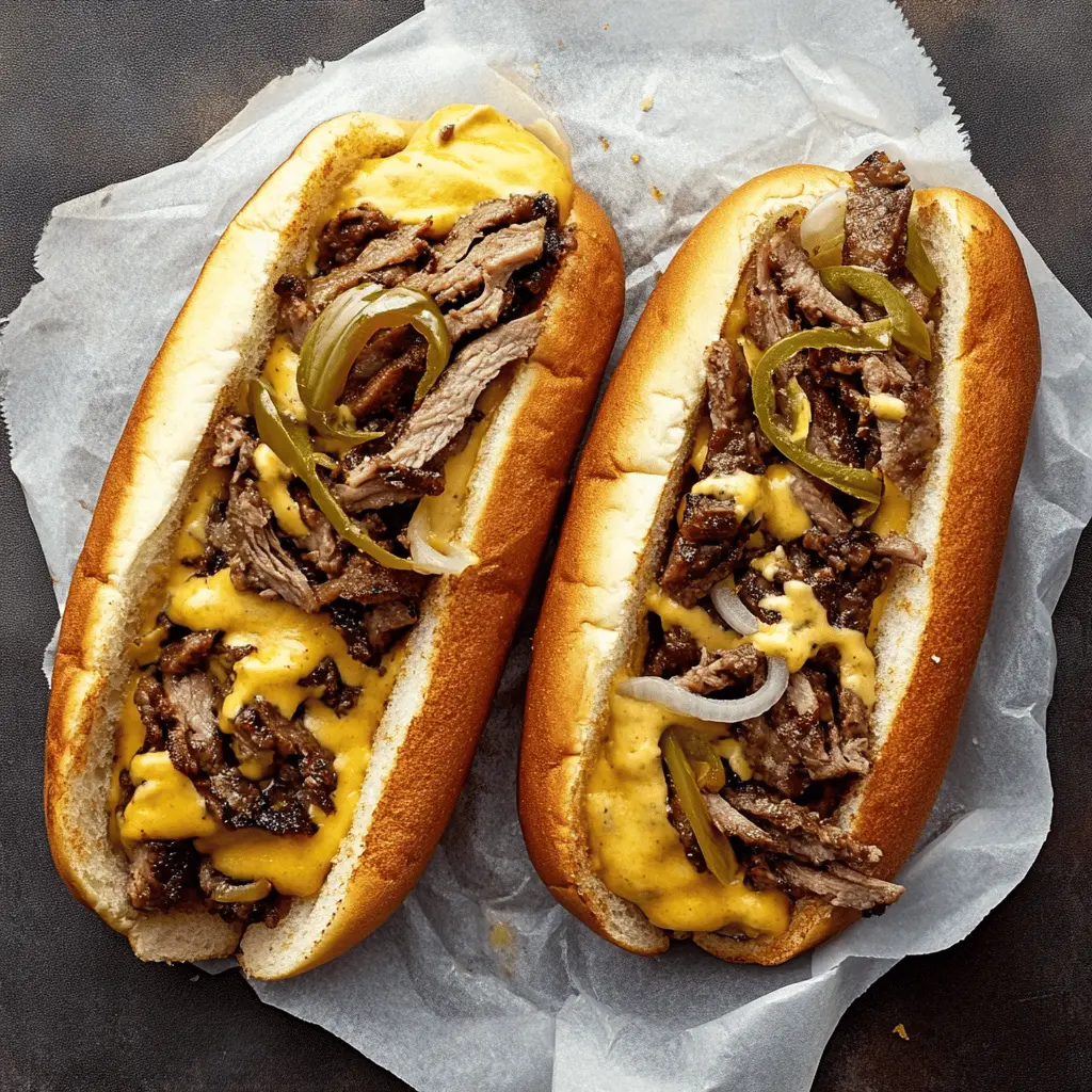 Get ready to enjoy a classic Philly Cheesesteak that's loaded with juicy steak, sautéed onions, and gooey melted cheese! This easy recipe combines high-quality ingredients for a satisfying meal that’s perfect for lunch or dinner. Save this pin for your next cookout or game day feast—your guests will love it!