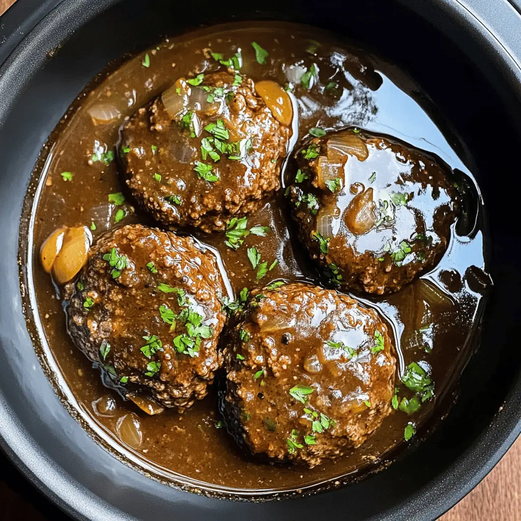 Looking for a comforting meal that’s as easy as pie? This Slow Cooker Salisbury Steaks recipe brings together tender beef patties smothered in a rich mushroom gravy. Perfect for busy weeknights or a cozy family dinner, this dish pairs wonderfully with mashed potatoes or rice. Save this recipe for a satisfying dinner that everyone will love!