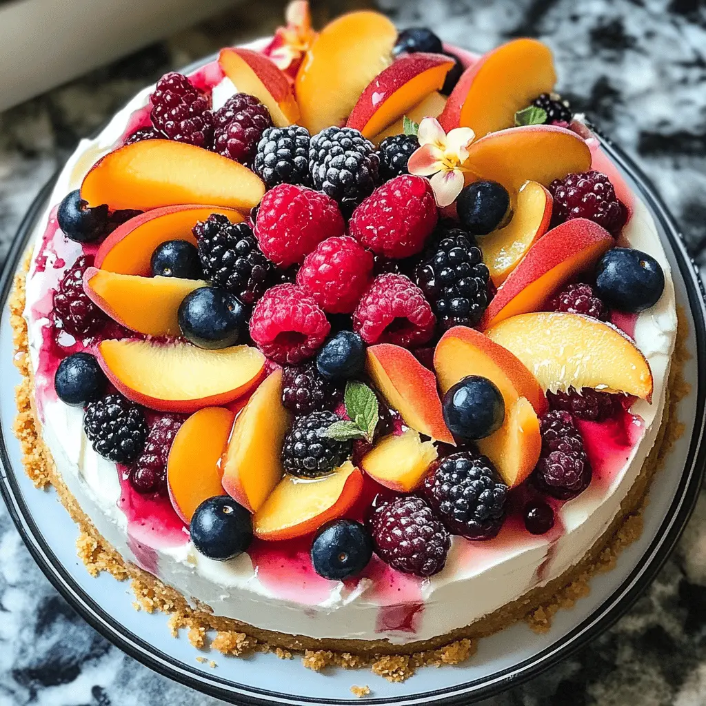 Looking for a refreshing dessert? This Summer Berry and Peach Cheesecake is a perfect blend of creamy cheesecake and sweet summer fruits! With layers of juicy berries and peaches, it's visually stunning and delightful in every bite. Save this recipe for your next gathering or special occasion; it's sure to impress your friends and family!
