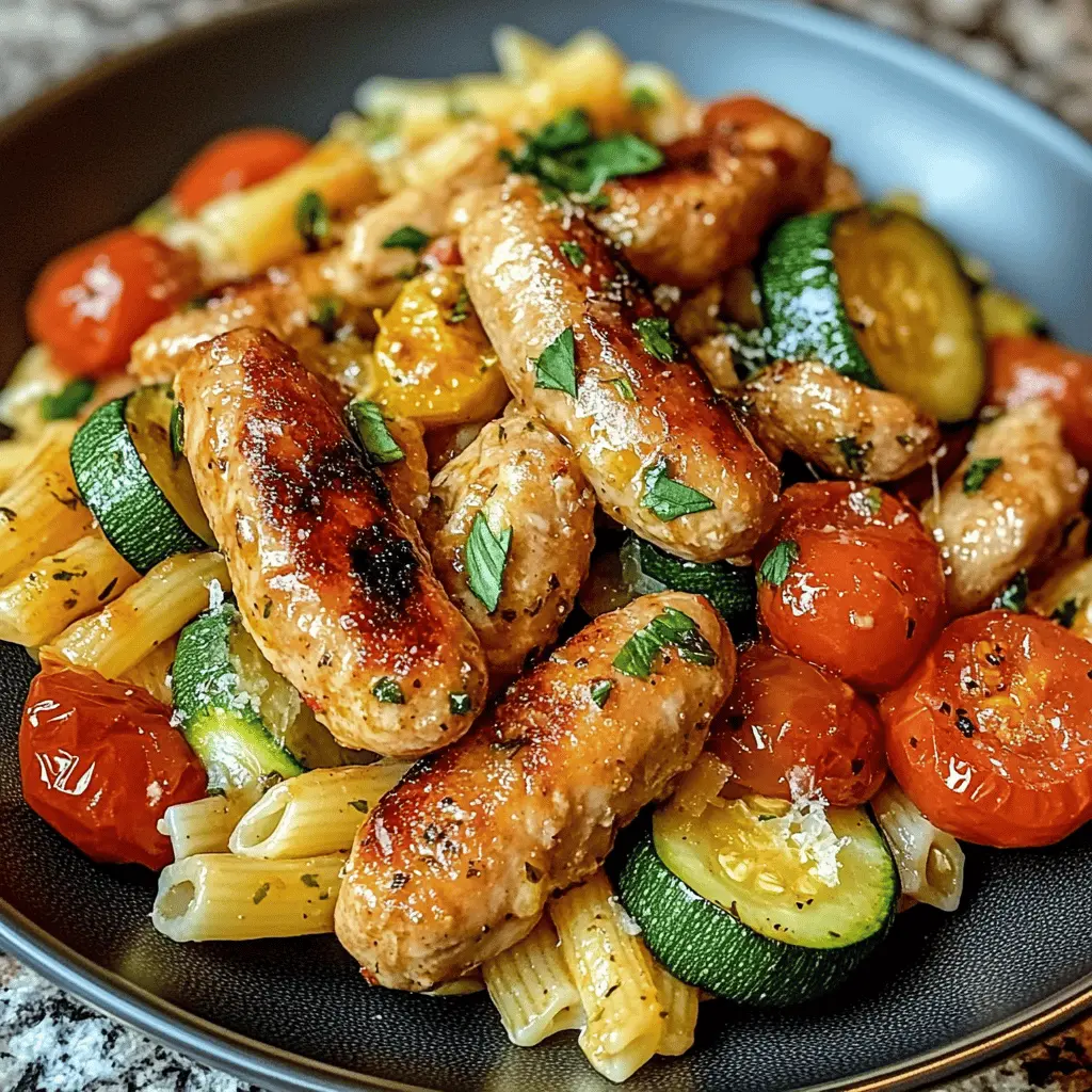 Easy Chicken Sausage Pasta with Zucchini and Tomatoes