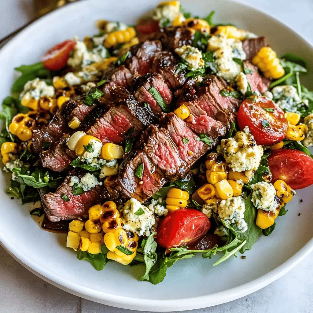 Easy Balsamic Steak Salad with Grilled Corn and Gorgonzola