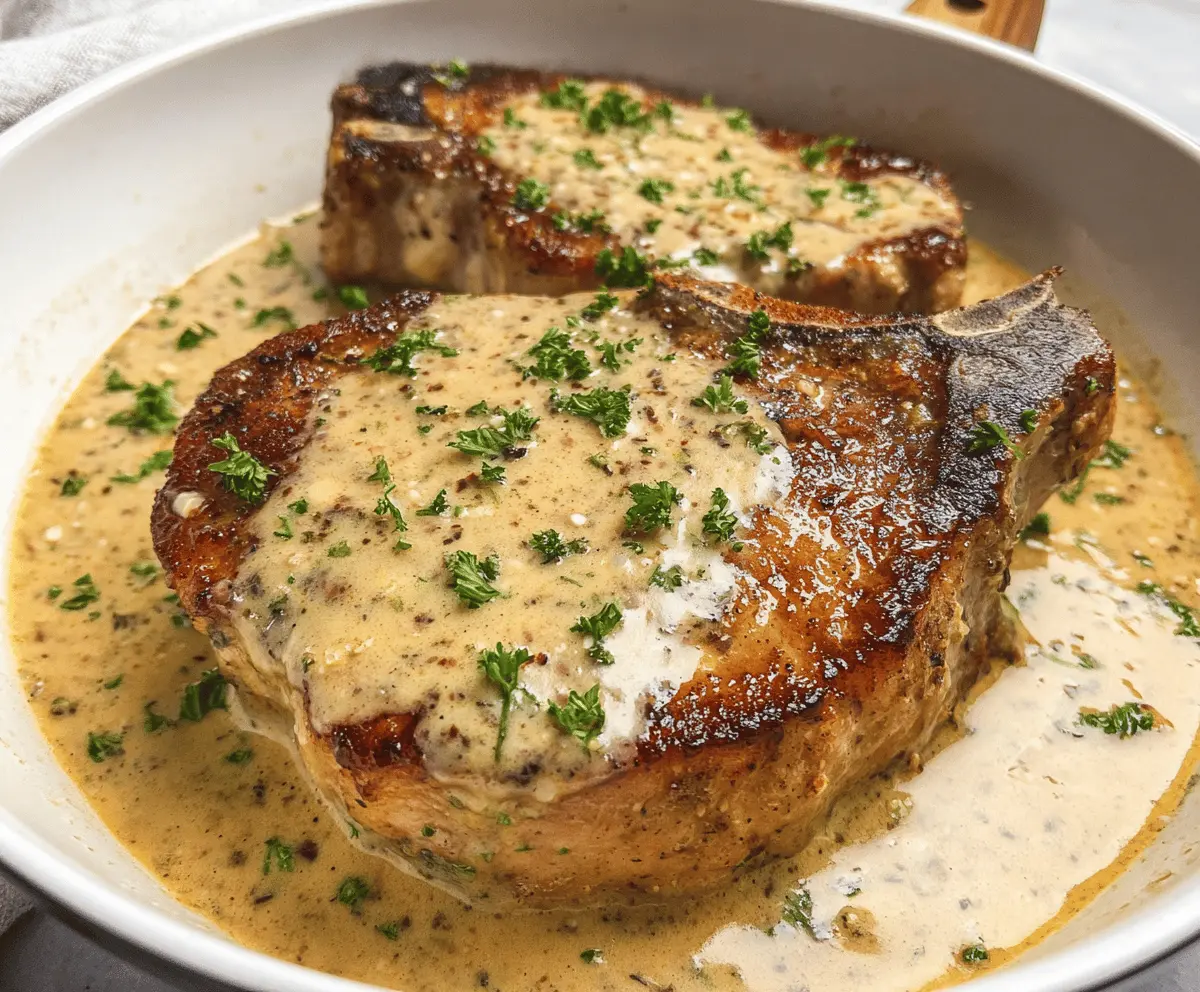 Easy Slow Cooker Pork Chops with Creamy Garlic Parmesan Sauce