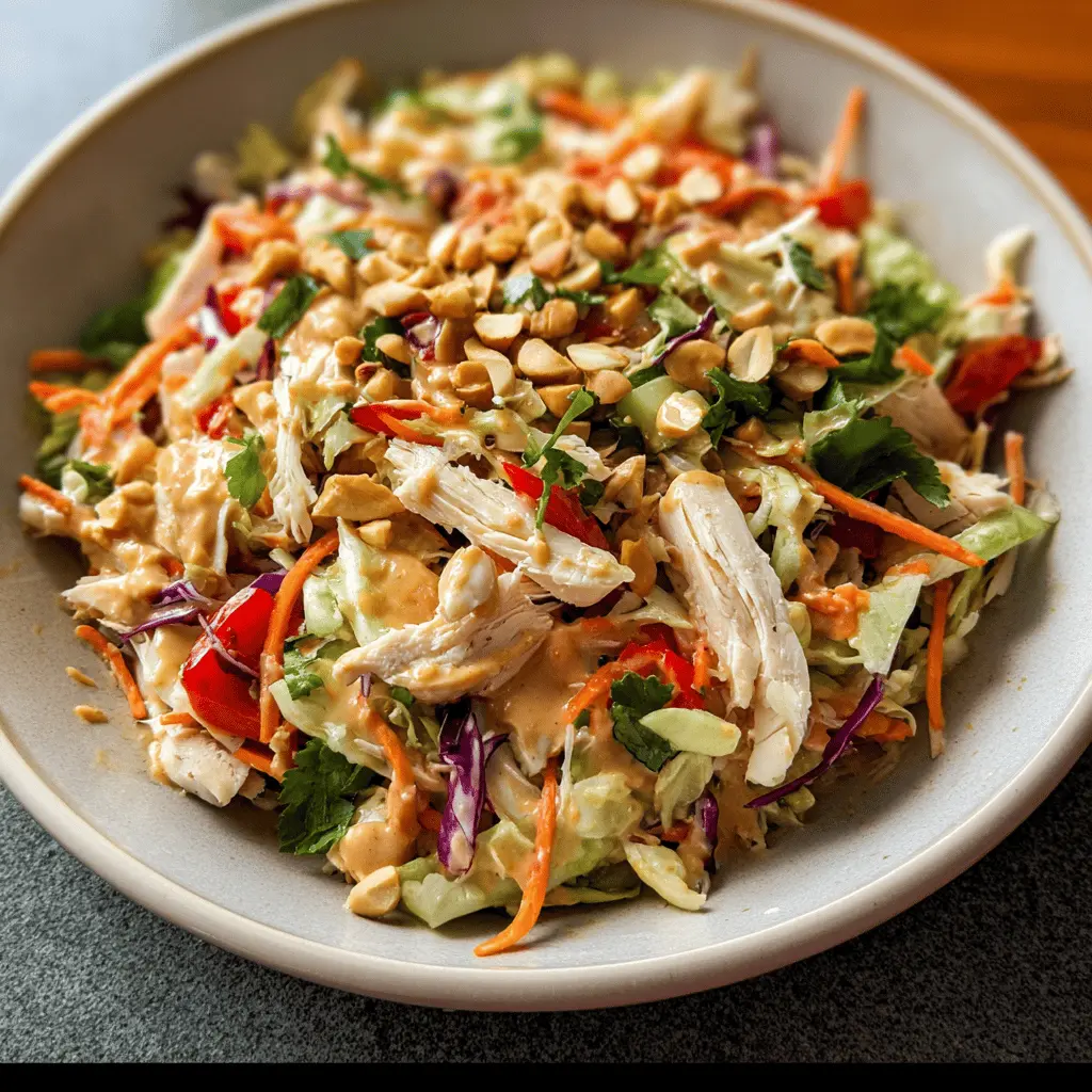 Easy Thai Chicken Salad with Peanut Dressing
