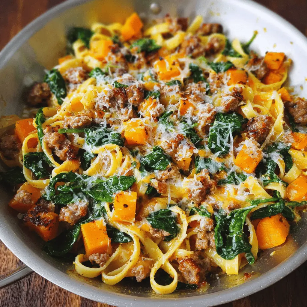 Easy Butternut Squash Pasta With Sausage And Spinach
