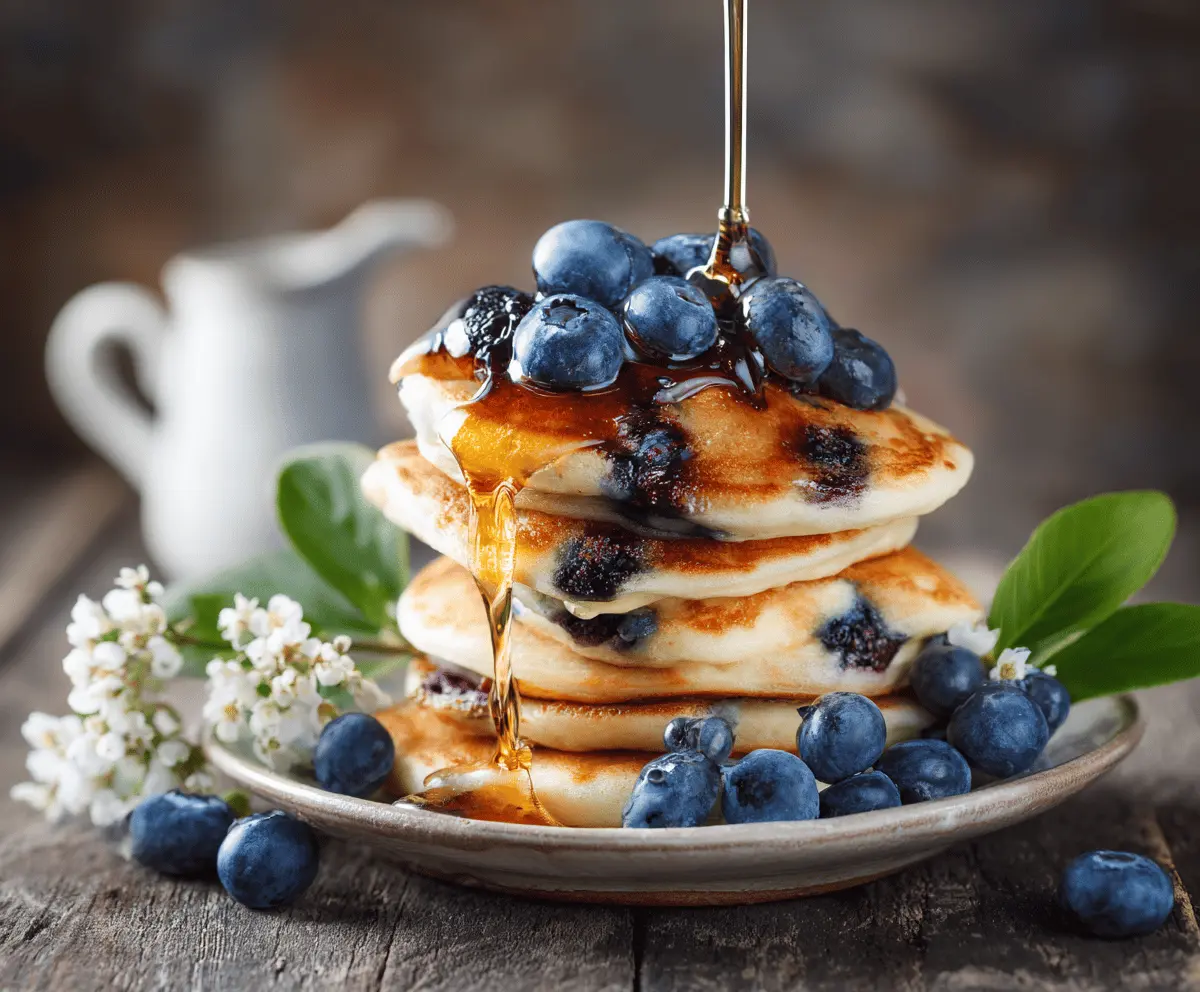 Blueberry Pancakes with Maple Syrup
