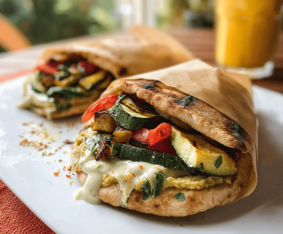 Healthy Zucchini and Hummus Pita Sandwiches