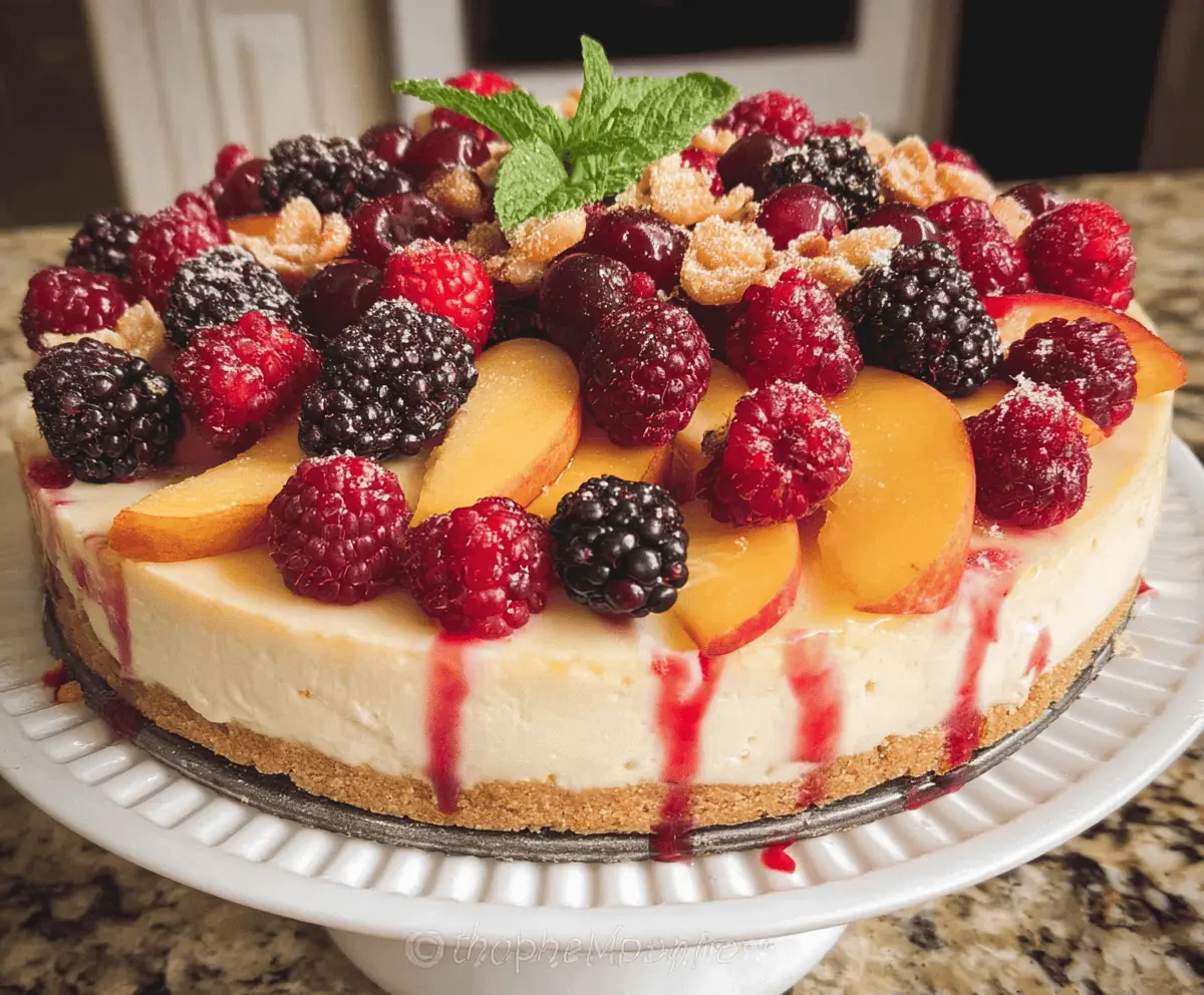 Easy Summer Berry and Peach Cheesecake Recipe