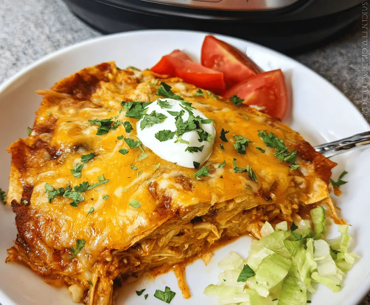 Easy Hearty Crockpot Chicken Enchilada Casserole