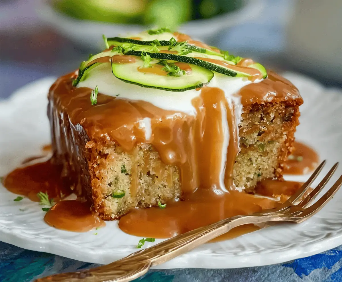 Moist Caramel Zucchini Poke Cake Recipe