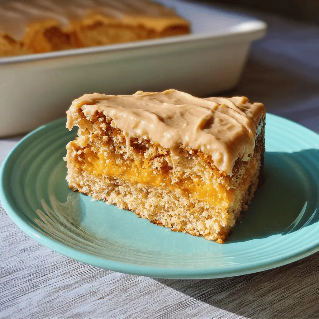 Moist Peach Cake with Brown Sugar Frosting