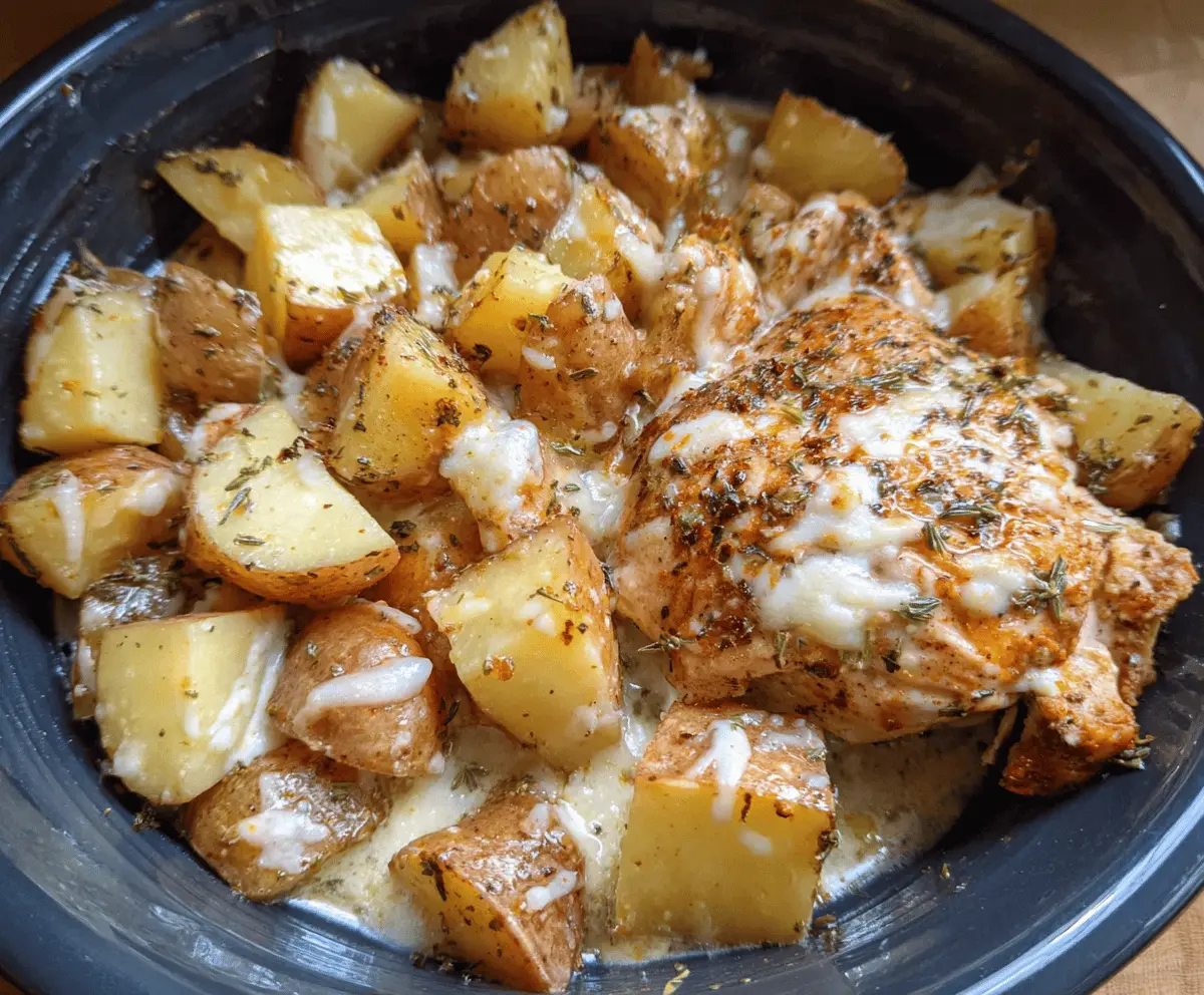 Easy Crockpot Garlic Parmesan Chicken and Potatoes Recipe