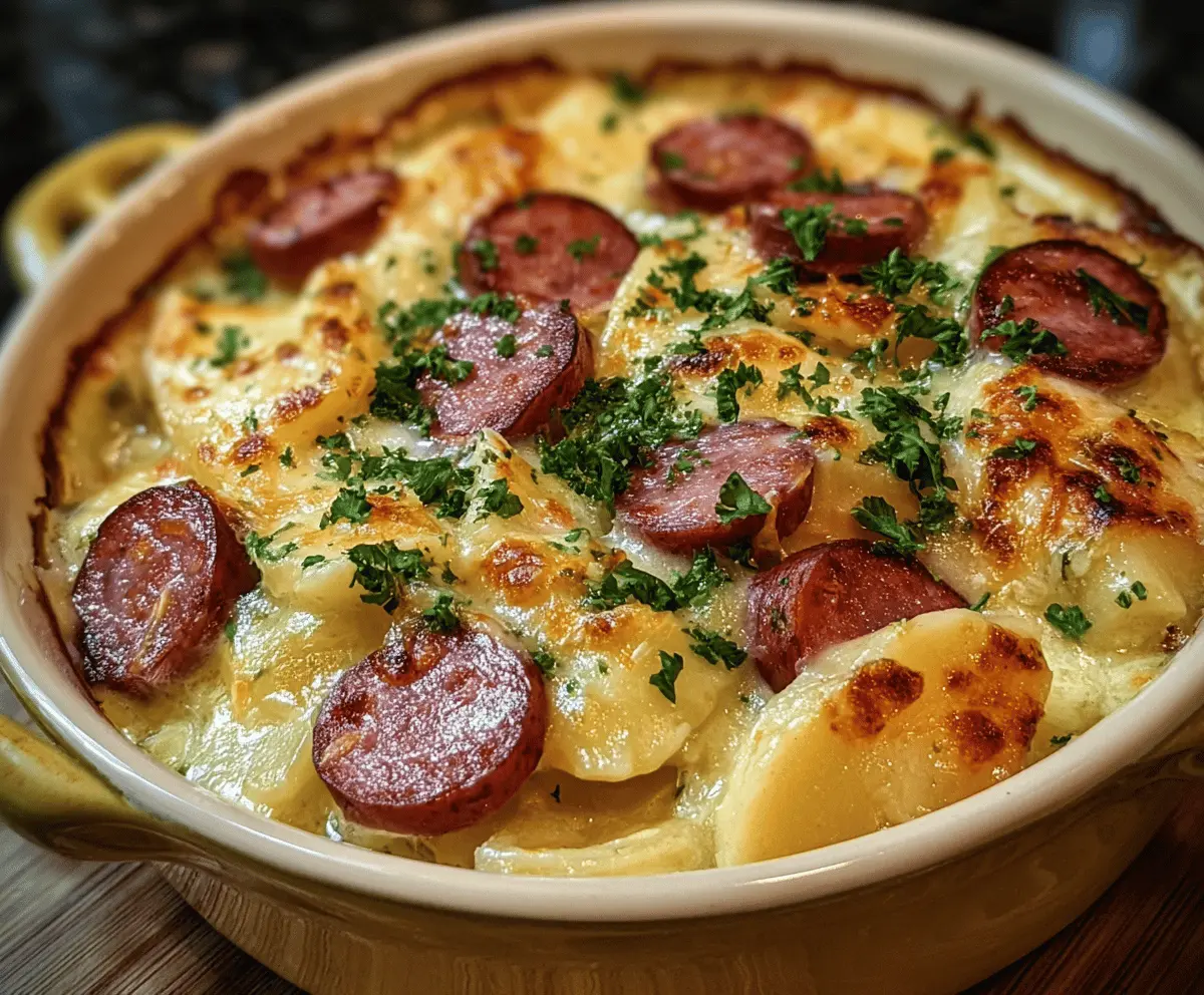 Easy Crockpot Pierogi Casserole with Kielbasa