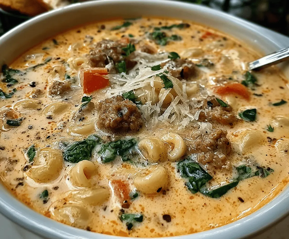 Creamy Parmesan Italian Sausage Ditalini Soup Recipe