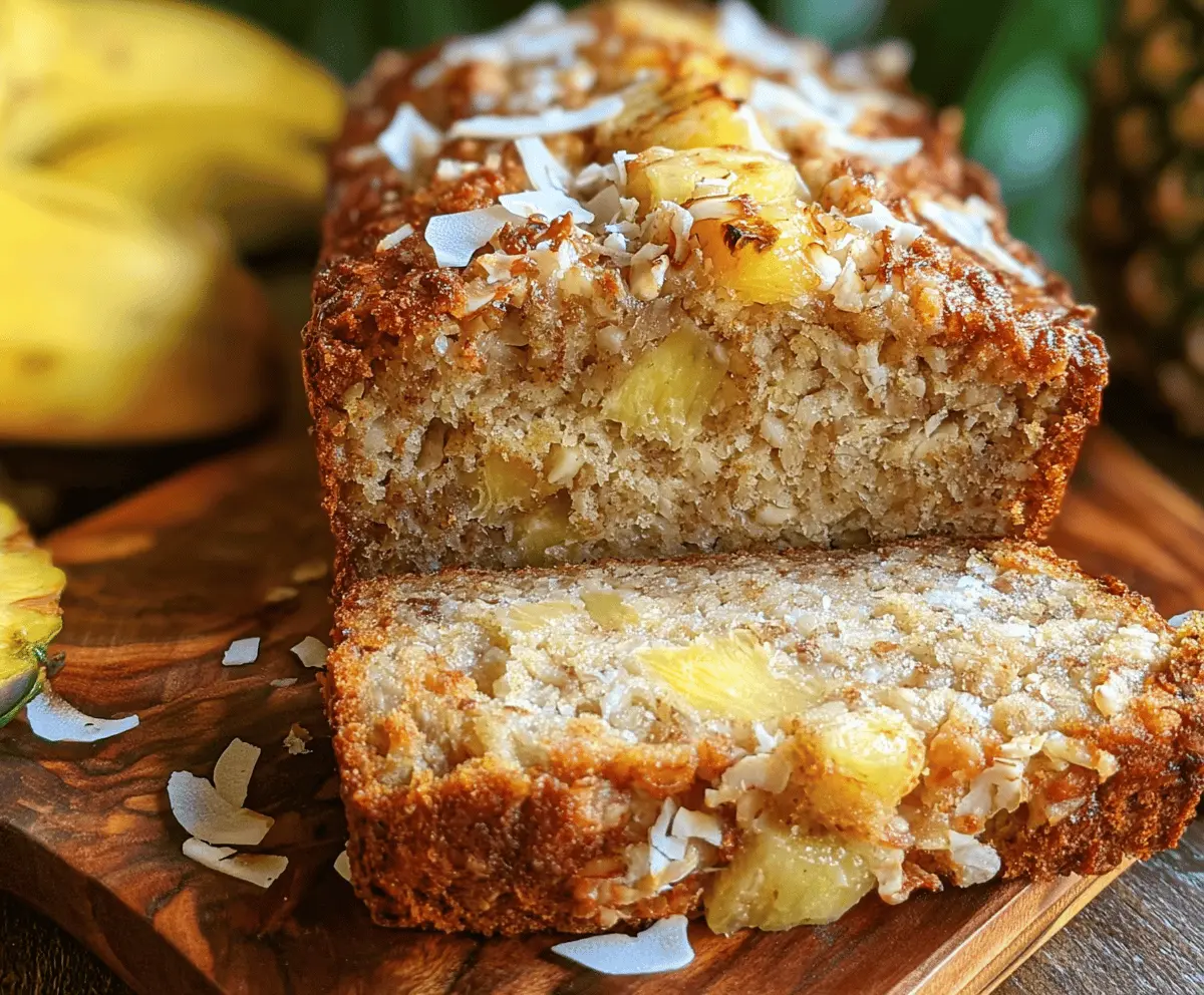 Tropical Hawaiian Banana Bread with Coconut & Pineapple