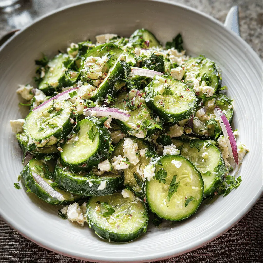 Refreshing Cucumber Feta Salad with Lemon Dressing