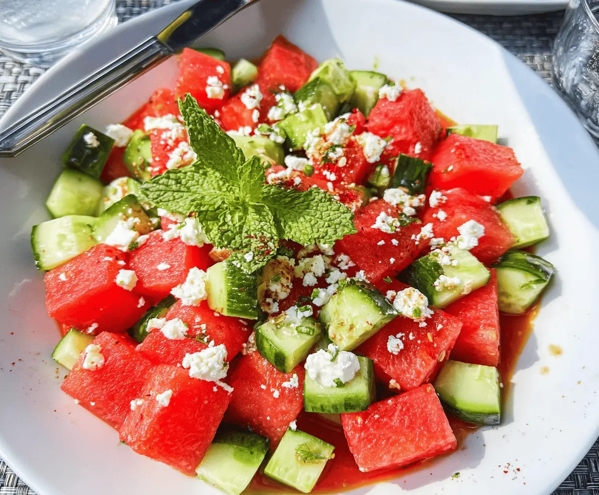 Refreshing Watermelon Cucumber Salad with Feta