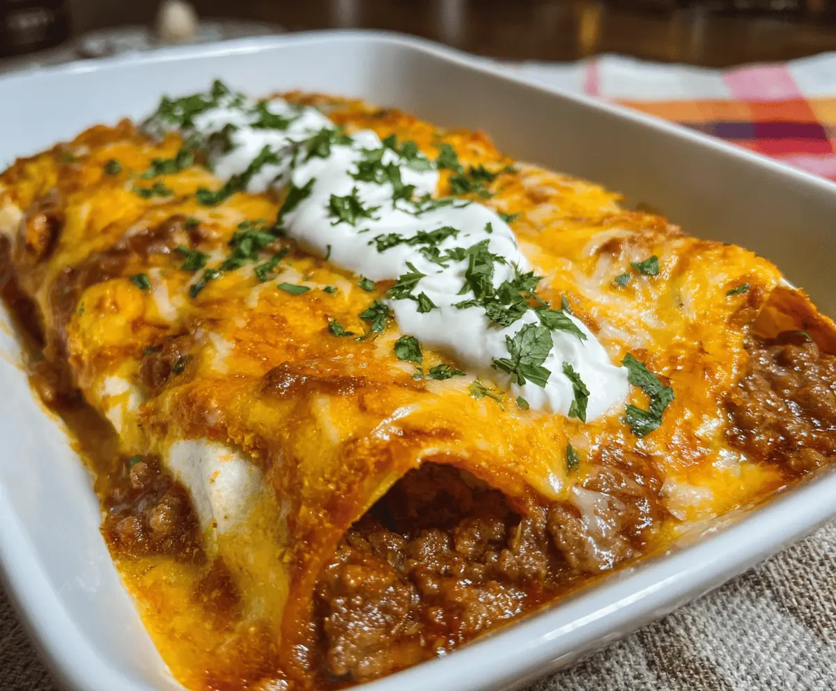 Easy Cheesy Ground Beef Enchiladas Recipe