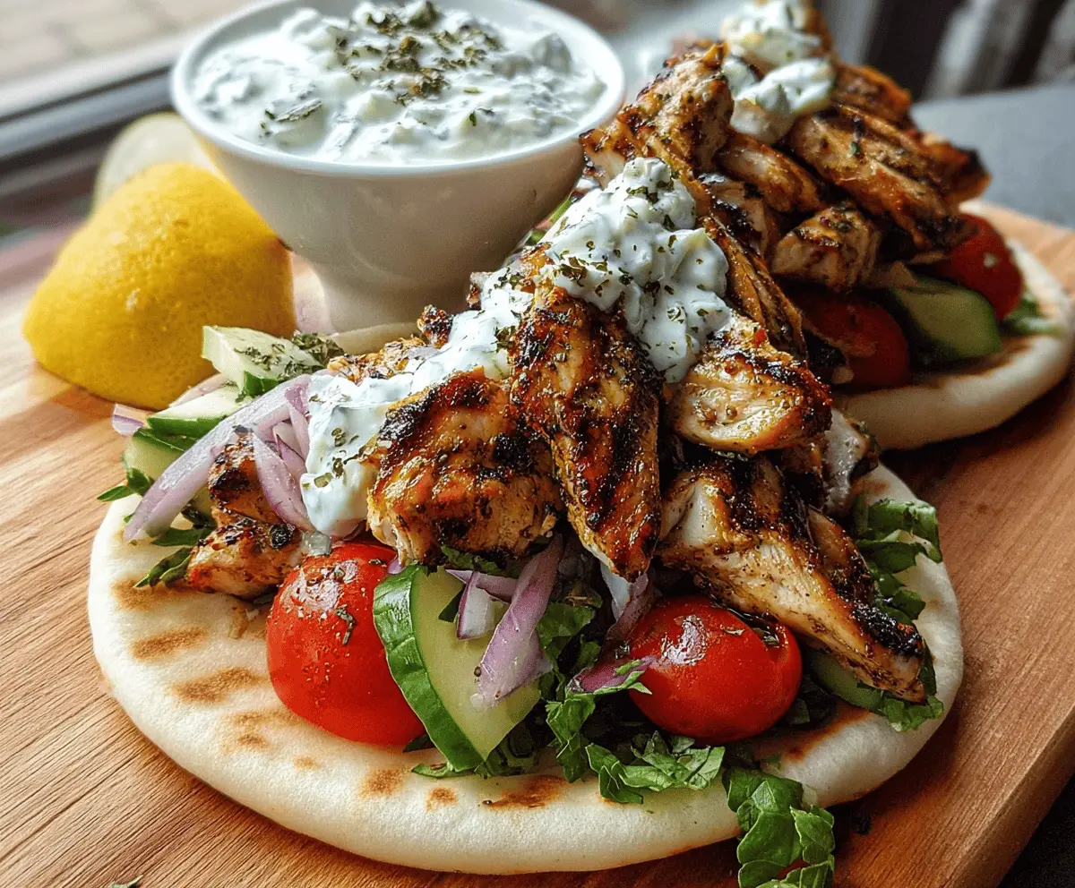 Greek Chicken Gyros With Lemon Herb Marinade & Tzatziki