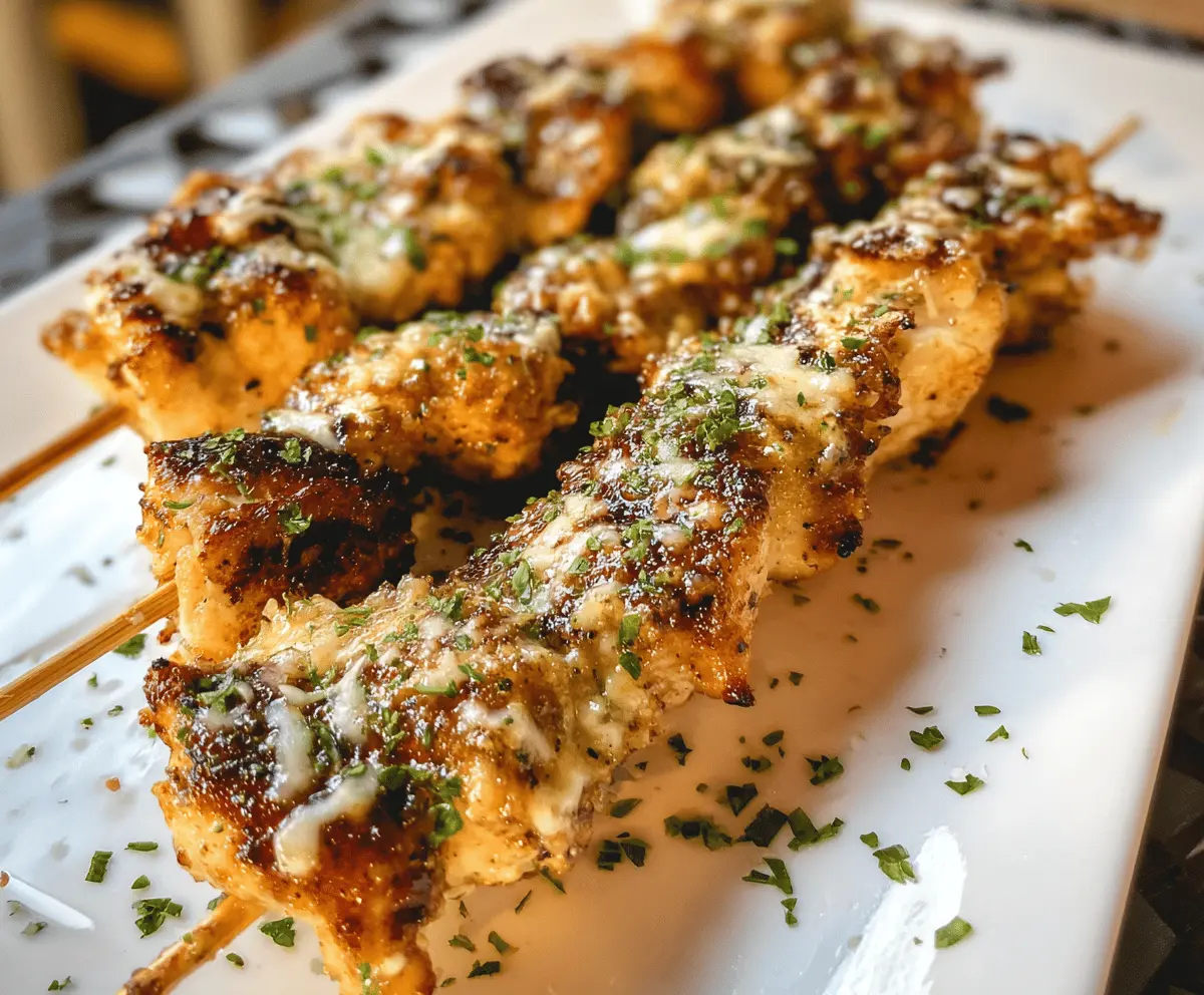 Easy Grilled Ranch Garlic Parmesan Chicken Skewers