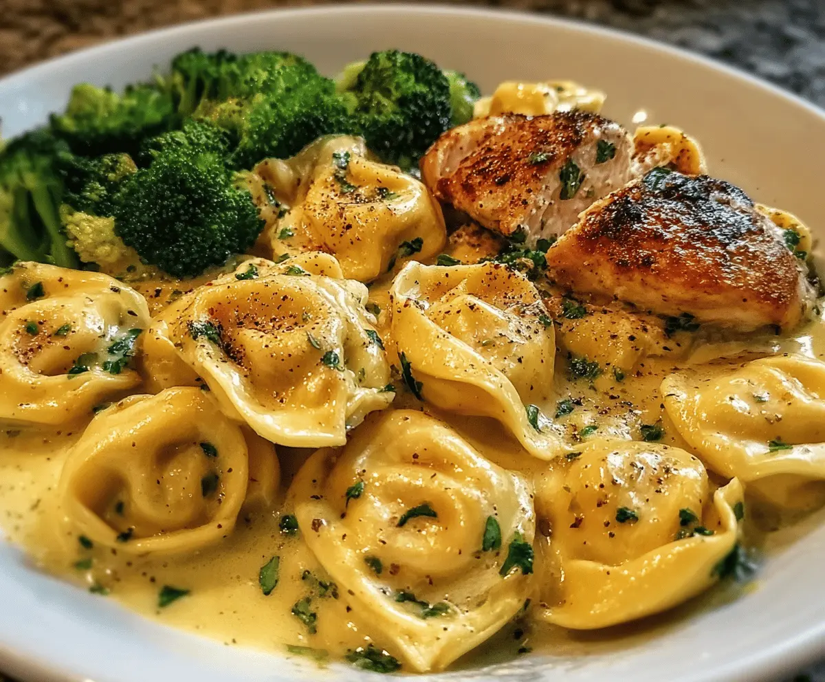 Creamy Garlic Parmesan Chicken Tortellini with Broccoli