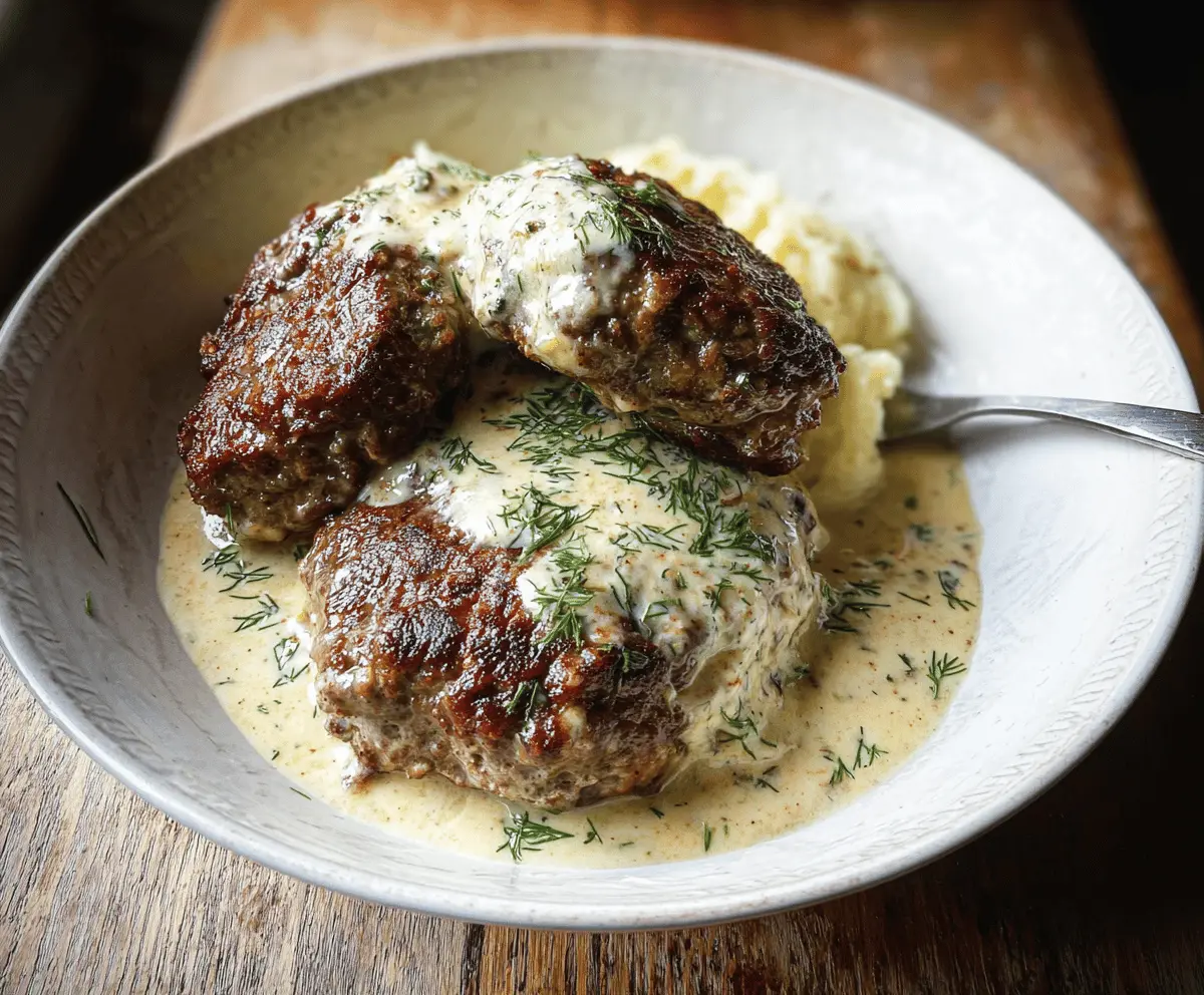 Creamy Dill Hamburger Steaks Recipe
