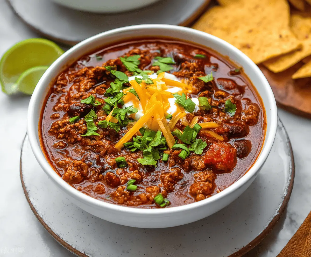 Hearty bison chili served in a bowl with beans, tomatoes, and spices, perfect for a flavorful and healthy meal.