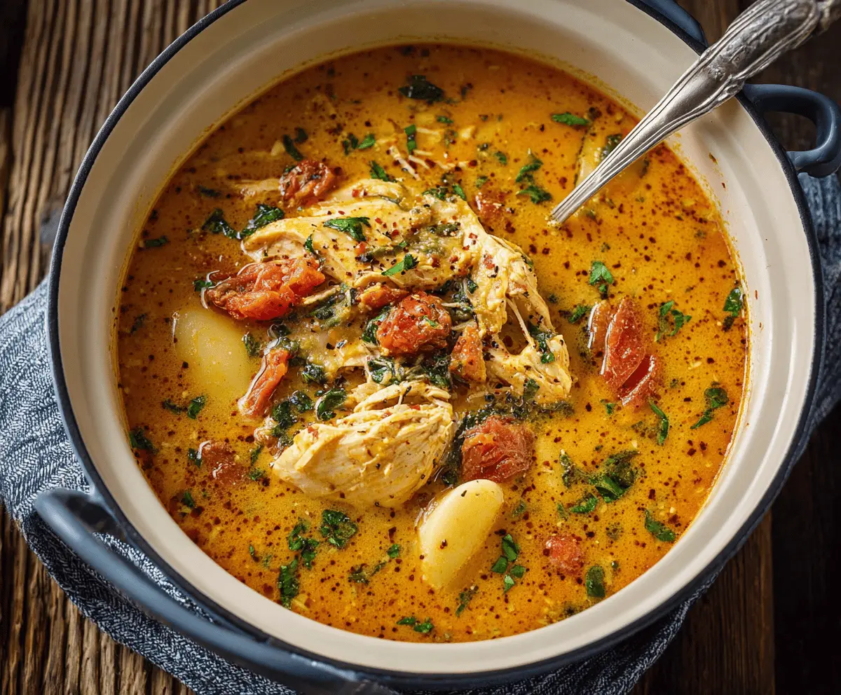 Creamy Marry Me Chicken Soup with tender chicken, fresh herbs, and a rich, flavorful broth served in a bowl