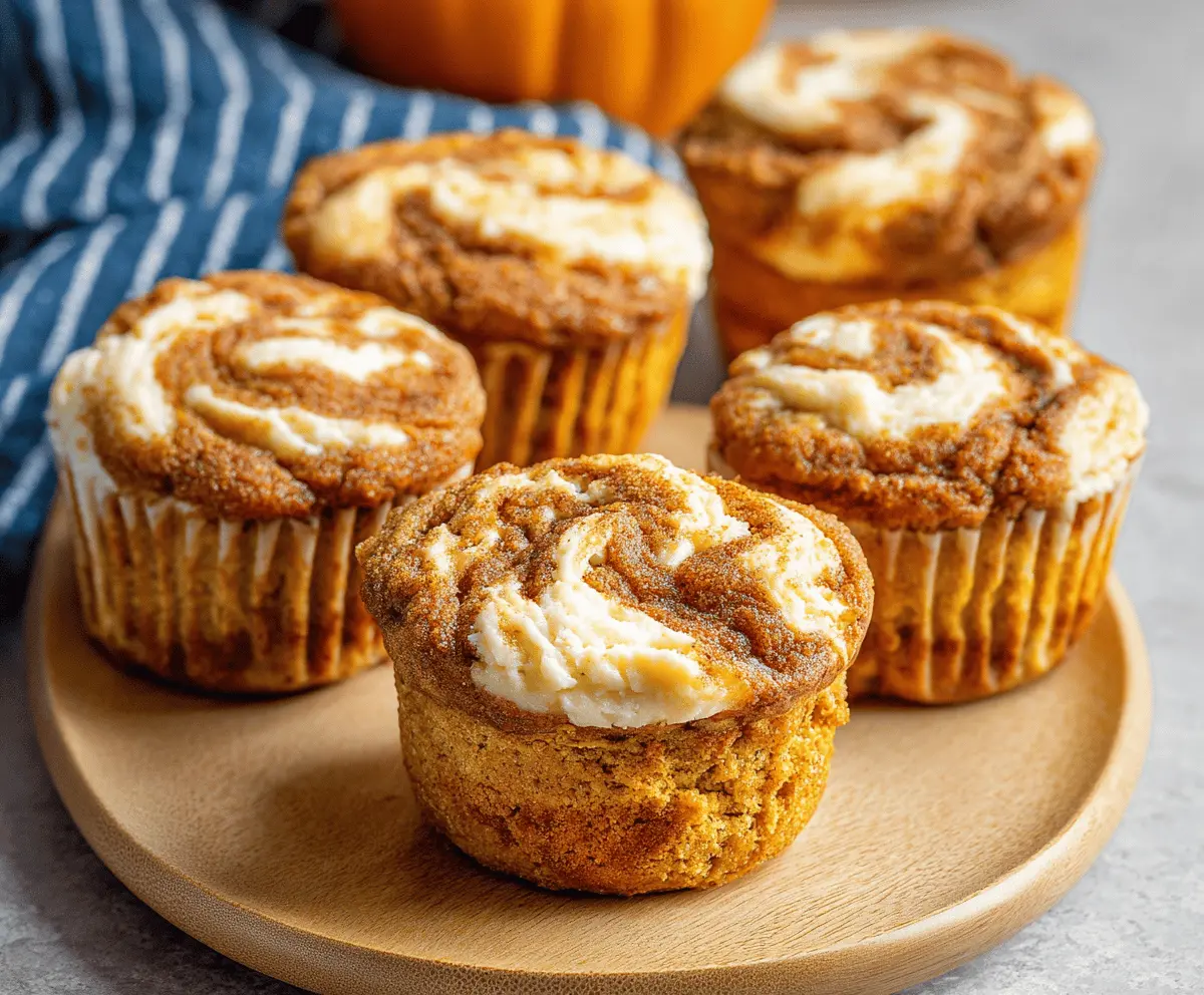 Delicious pumpkin cheesecake muffins with creamy cream cheese filling topped with a cinnamon spice crust, perfect for fall desserts.