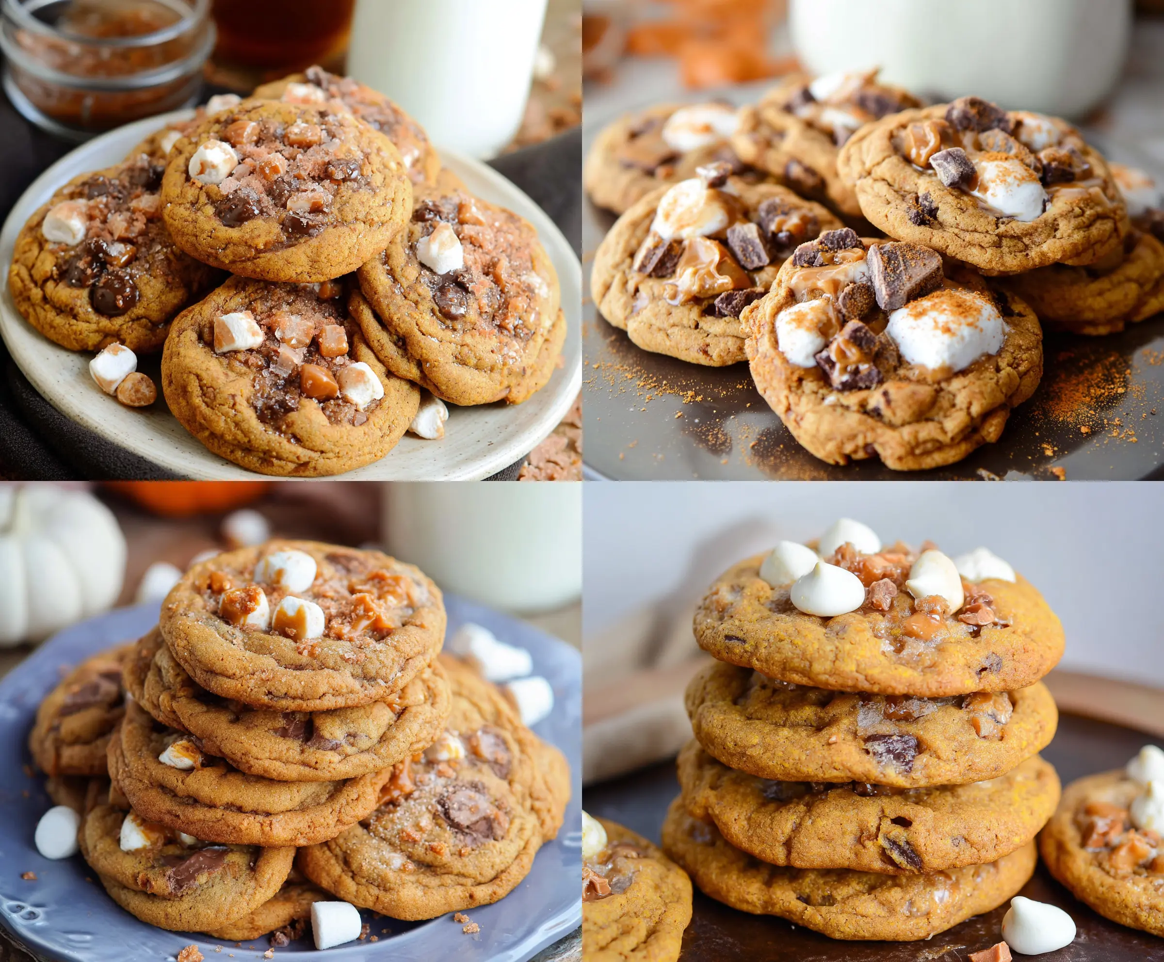 Delicious homemade Pumpkin Toffee Cookies with a golden-brown top, featuring chunks of toffee and a hint of pumpkin flavor, perfect for fall treats.