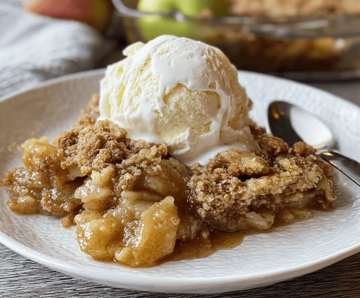 Delicious Apple Pie Dump Cake with a golden crust and flaky topping, perfect for dessert.