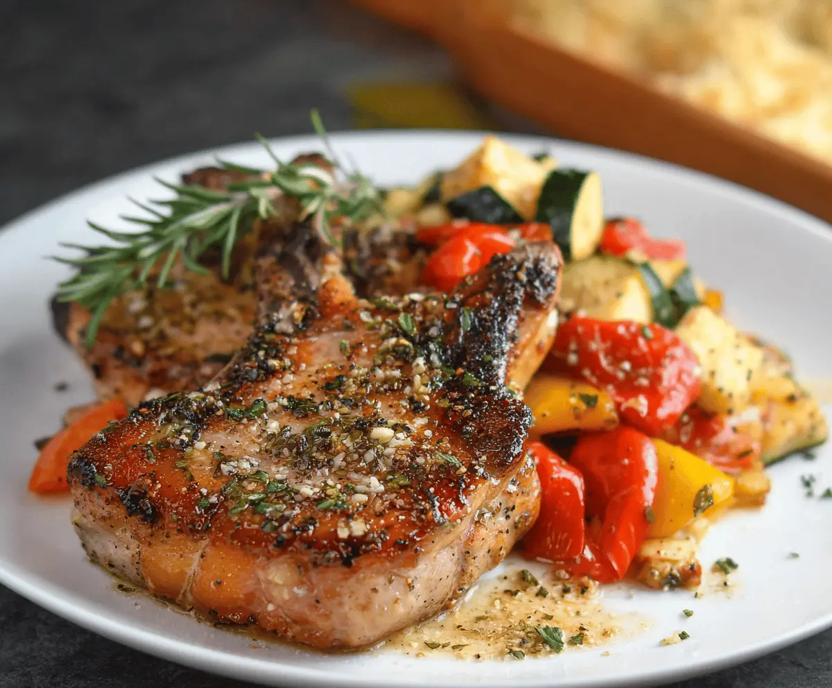 Juicy Italian Pork Chops served with fresh herbs and garlic, ready to enjoy