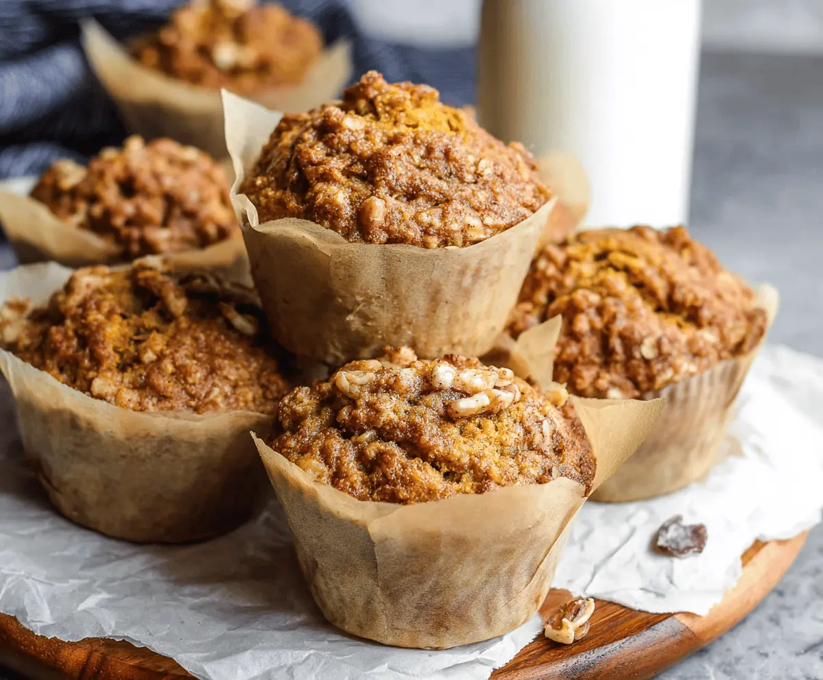 Delicious jumbo pumpkin banana muffins fresh out of the oven, showcasing moist texture and golden crust, perfect for fall breakfast or snack.