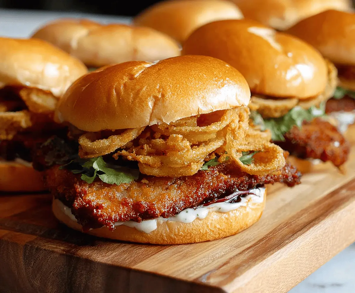 Juicy pork chop sandwiches topped with fresh lettuce, tomato, and savory sauce on toasted buns, perfect for a delicious meal.