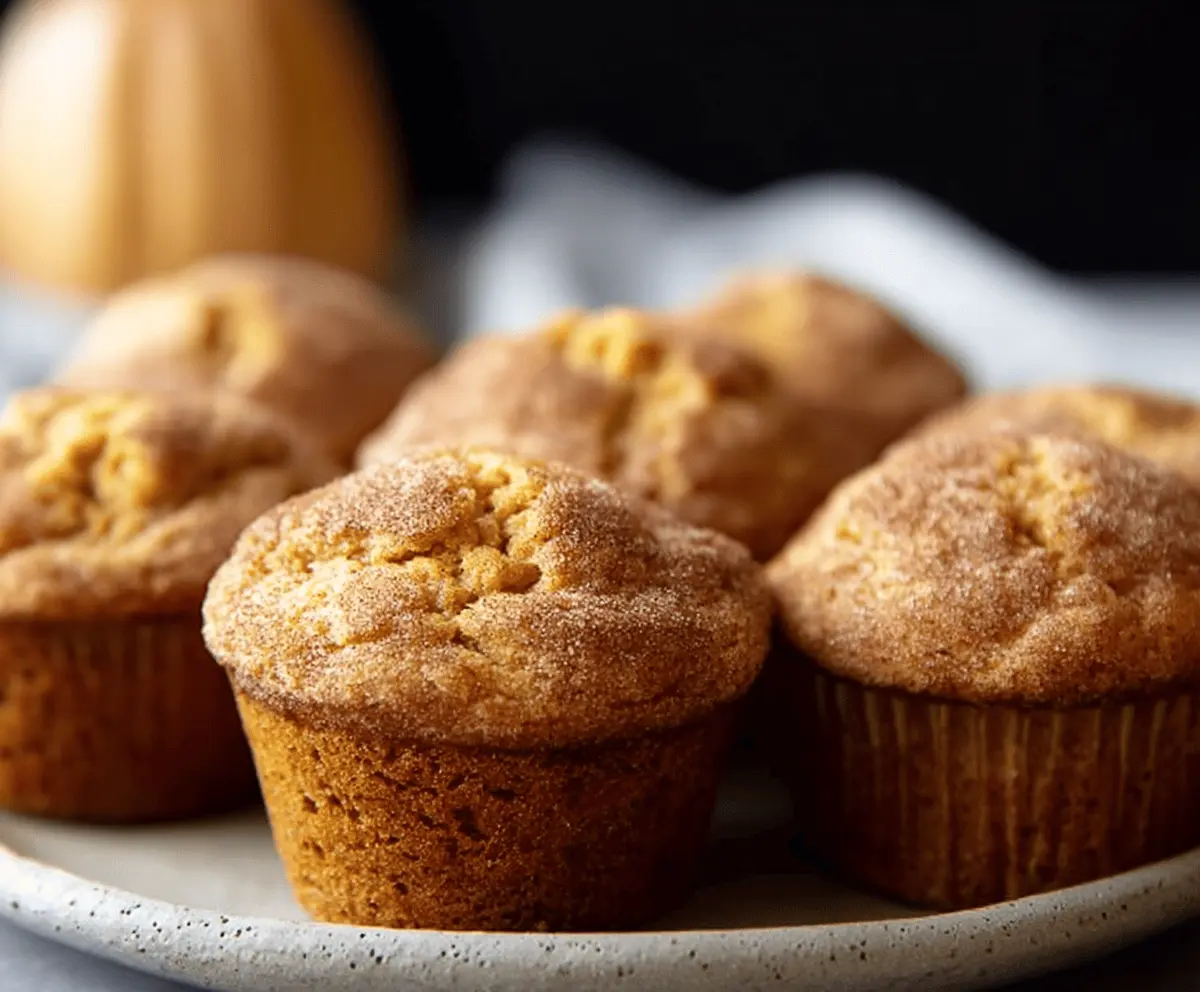 Delicious Pumpkin Snickerdoodle Muffins topped with cinnamon sugar, perfect for fall baking