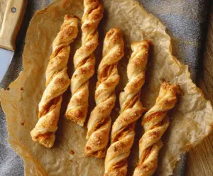 Golden Pumpkin Twists fresh out of the oven on a baking tray, perfect for fall-inspired snacks or appetizers.