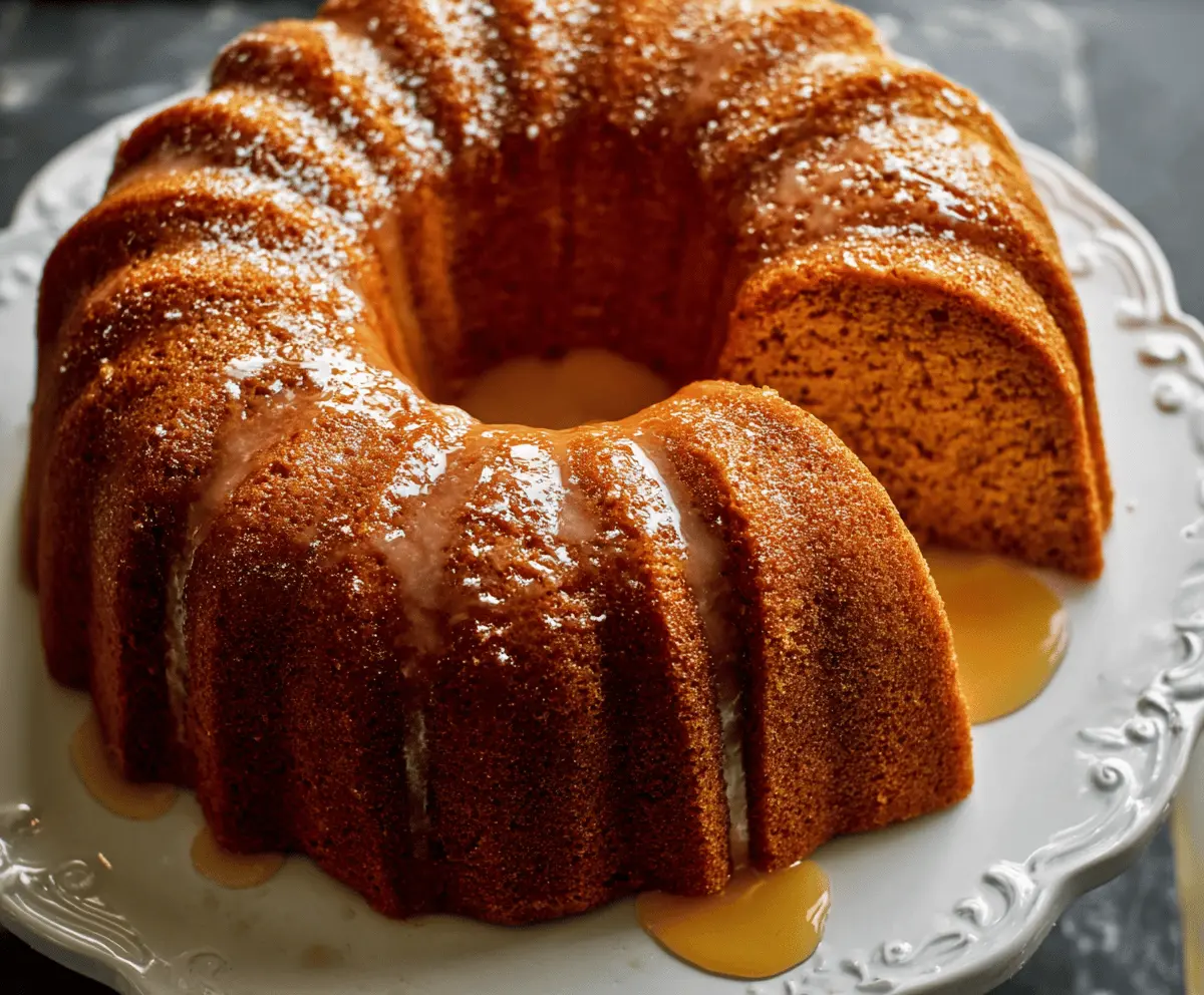 Delicious slices of homemade sweet potato pound cake garnished with powdered sugar and fresh herbs on a rustic wooden table.